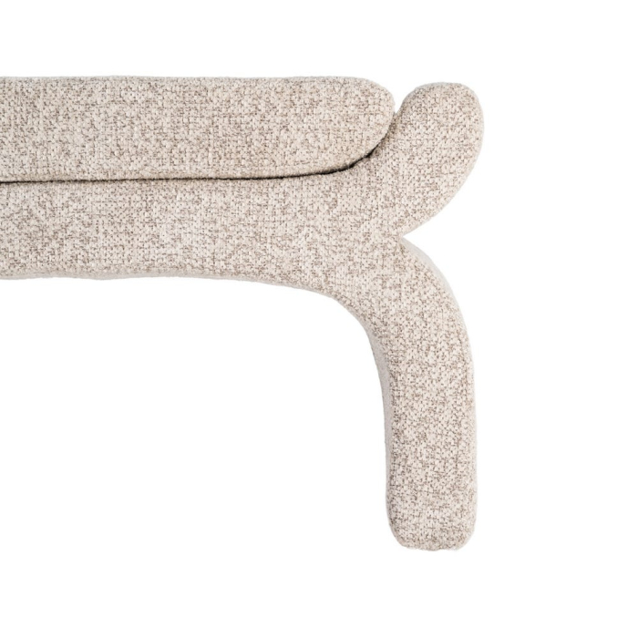 Banchetă tapițată din stofă bej cu design curbat și brațe laterale integrate [5]