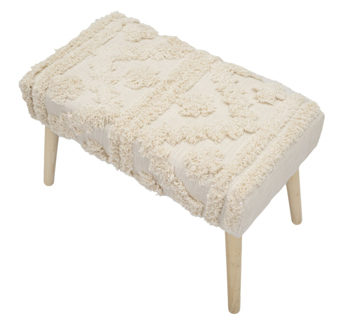 Bancuta Damasco, textil/lemn, bej/natural - creativdeco.ro [3]