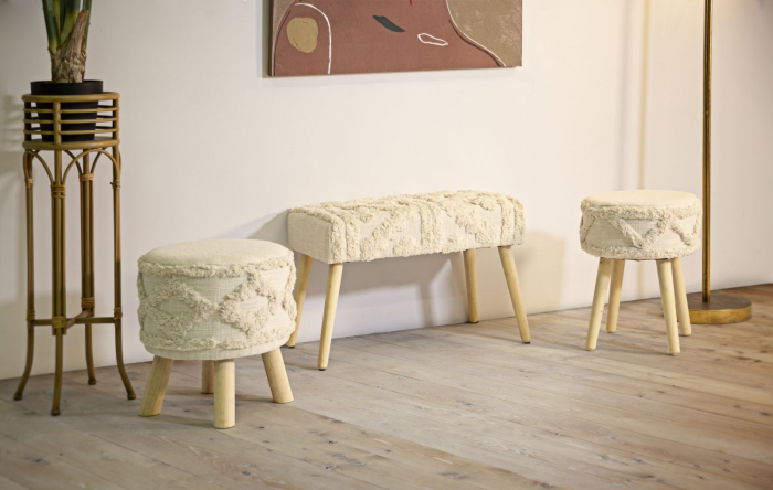 Bancuta Damasco, textil/lemn, bej/natural - creativdeco.ro [7]