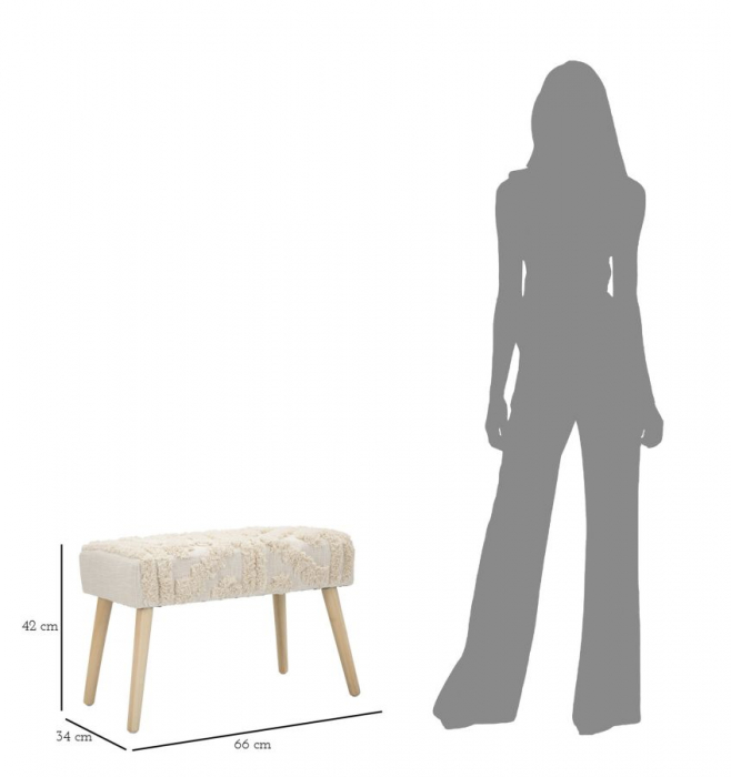 Bancuta Damasco, textil/lemn, bej/natural - creativdeco.ro [8]