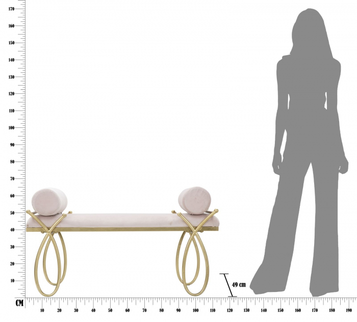 Bancuta Ribbon, roz/auriu, metal/catifea [9]