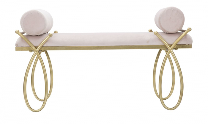 Bancuta Ribbon, roz/auriu, metal/catifea [3]