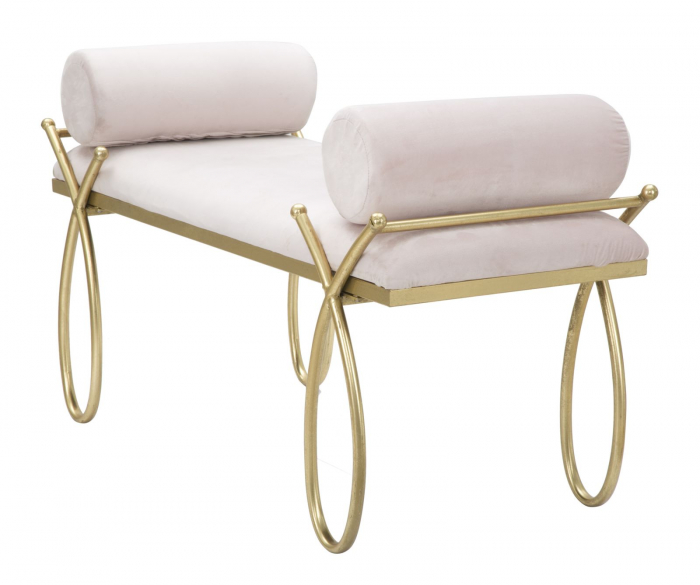 Bancuta Ribbon, roz/auriu, metal/catifea [5]