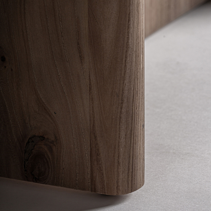 Băncuță tapițată din lemn de ulm cu șezut bej Jacquard [5]