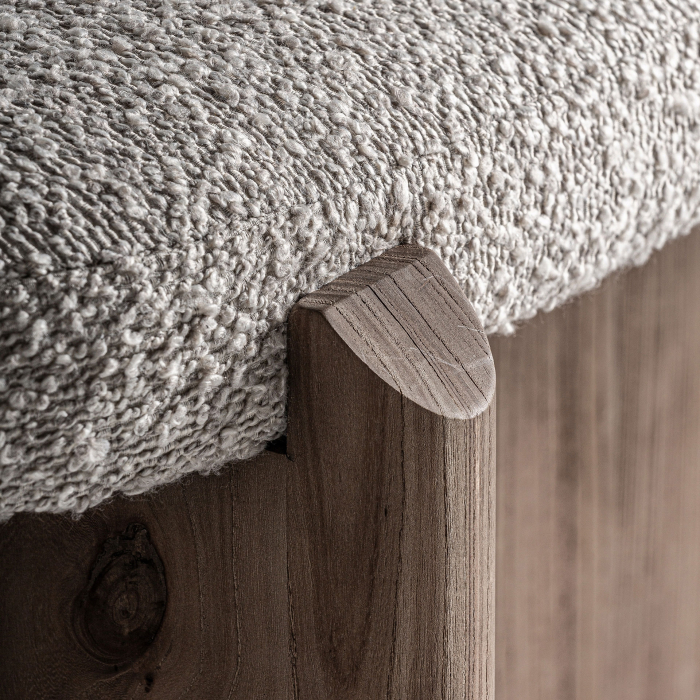 Băncuță tapițată din lemn de ulm cu șezut bej Jacquard [3]