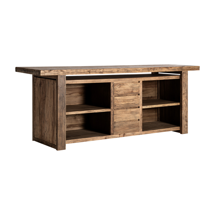 Bar din lemn masiv de ulm cu spații de depozitare [7]