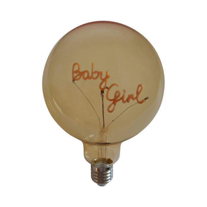 Bec LED Decorativ mesaj Baby Girl|Iluminat Design Premium [2]