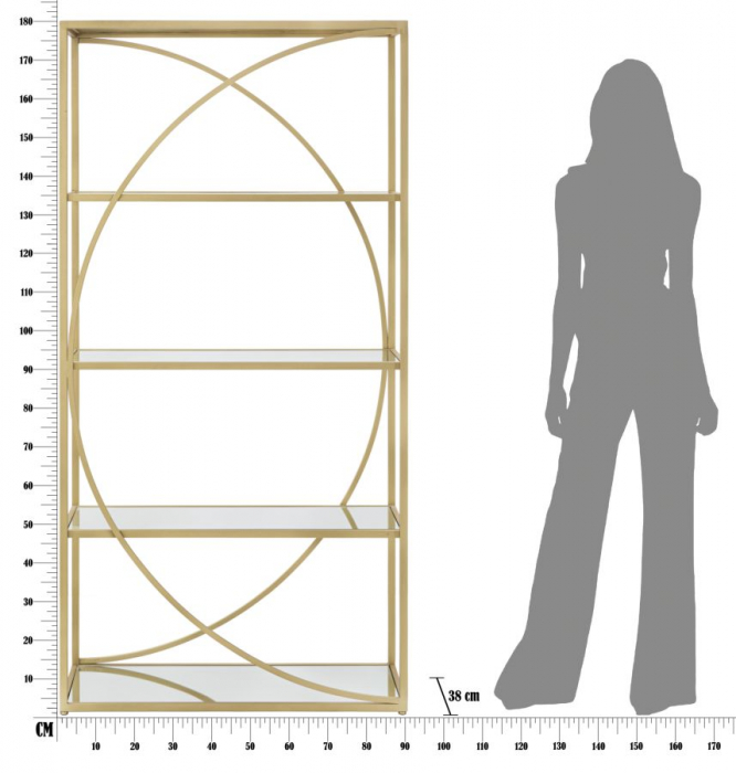 Biblioteca cu rafturi oglinda | Design geometric | CreativDeco [7]