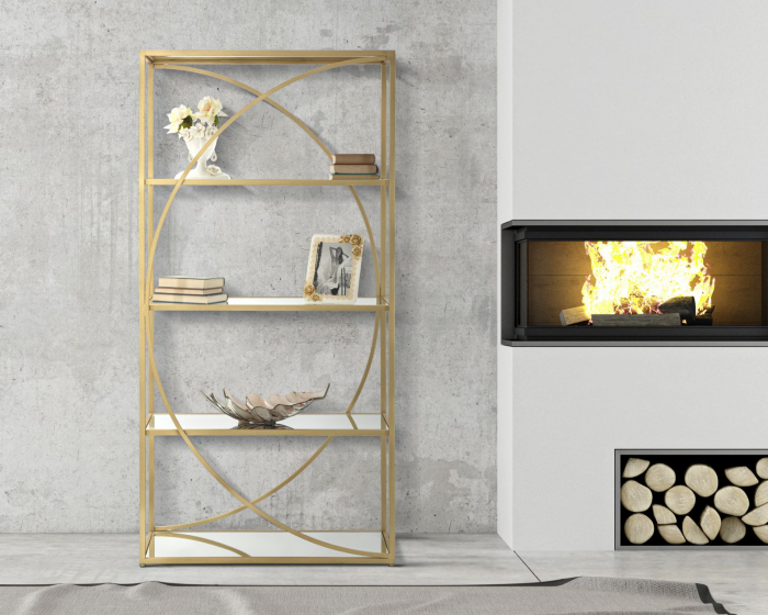 Biblioteca cu rafturi oglinda | Design geometric | CreativDeco [6]