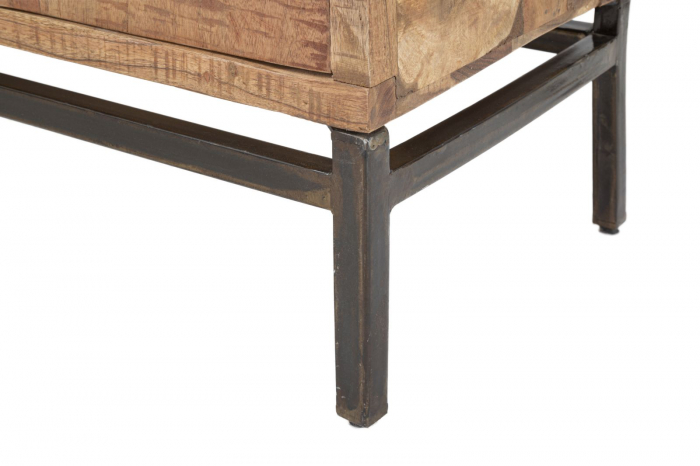 Biblioteca lemn masiv salcam usi laterale geam Yellowstone 100x40x185 - CreativDeco.ro [5]