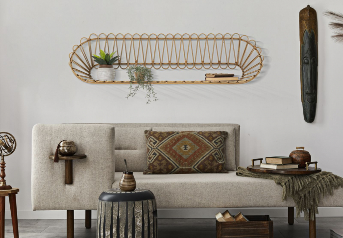 Biblioteca suspendata ratan design arcuit boho CreativDeco [6]