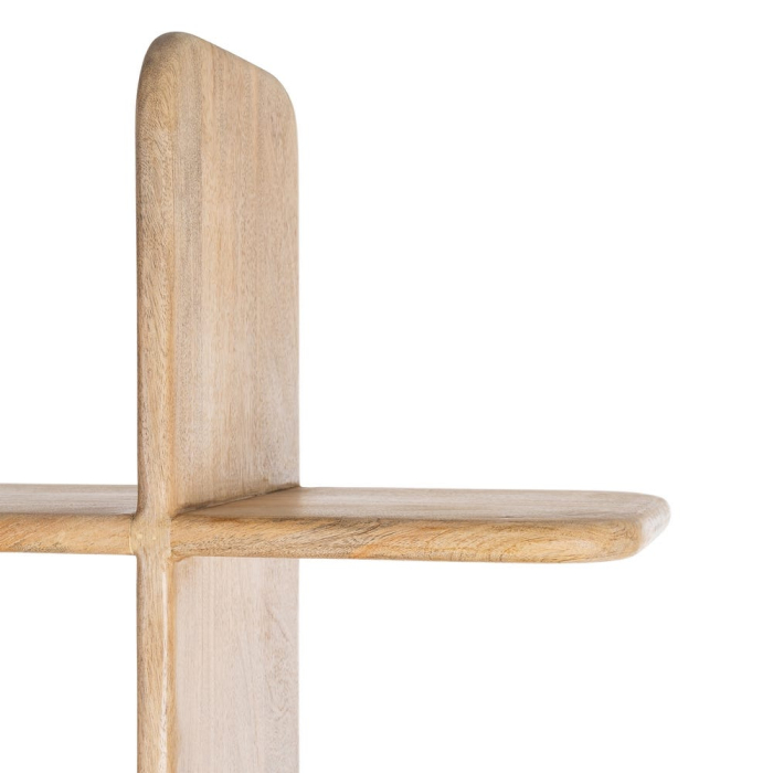 Bibliotecă deschisă din lemn de mango cu polițe asimetrice naturale [5]