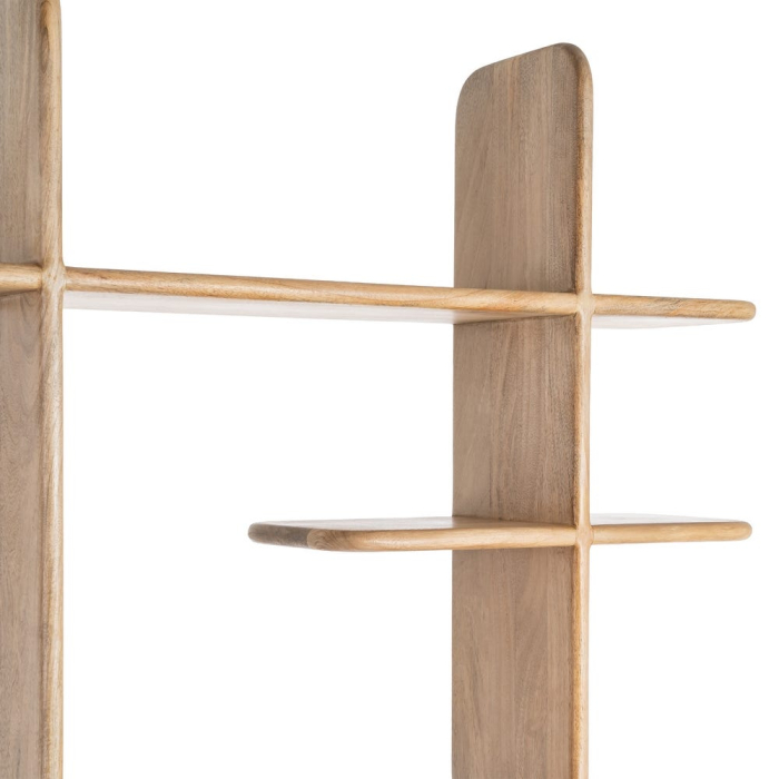 Bibliotecă deschisă din lemn de mango cu polițe asimetrice naturale [7]