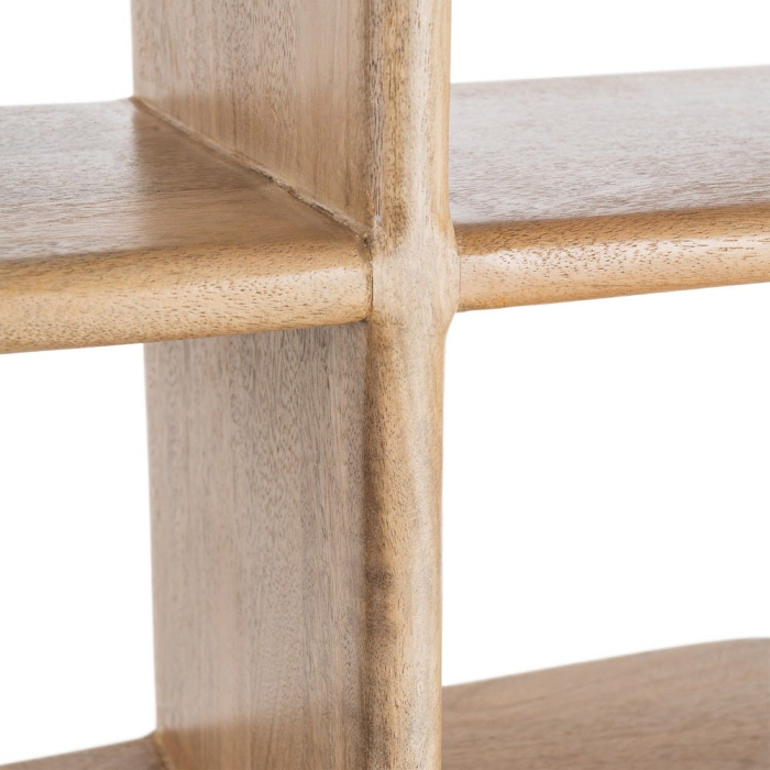 Bibliotecă deschisă din lemn de mango cu polițe asimetrice naturale [6]