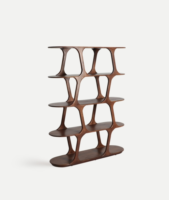 Bibliotecă deschisă din lemn de mango maro cu rafturi sculpturale Takala [2]