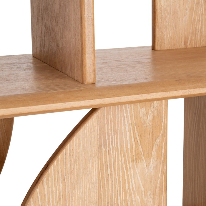 Bibliotecă din lemn de cauciuc cu design geometric [5]