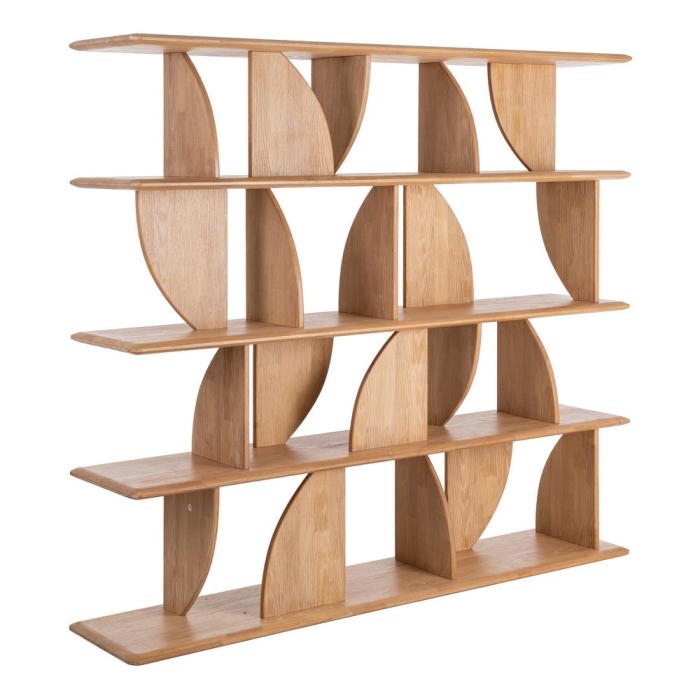 Bibliotecă din lemn de cauciuc cu design geometric [2]