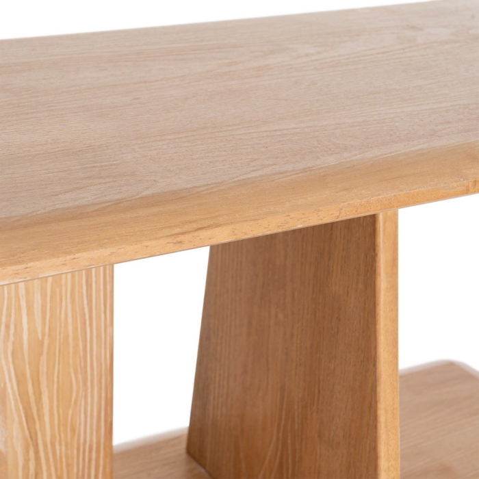 Bibliotecă din lemn de cauciuc cu rafturi deschise și module grafice – imagine principală [6]