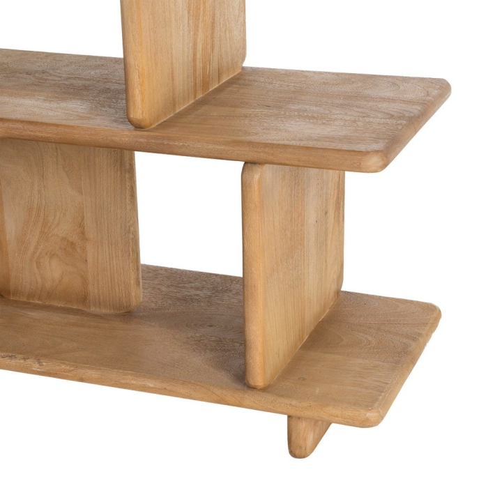 Bibliotecă din lemn de mango cu polițe deschise și design japandi [8]