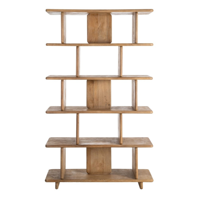 Bibliotecă din lemn de mango cu polițe deschise și design japandi [3]