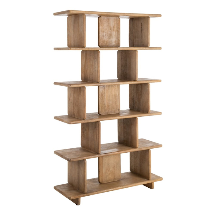 Bibliotecă din lemn de mango cu polițe deschise și design japandi [2]