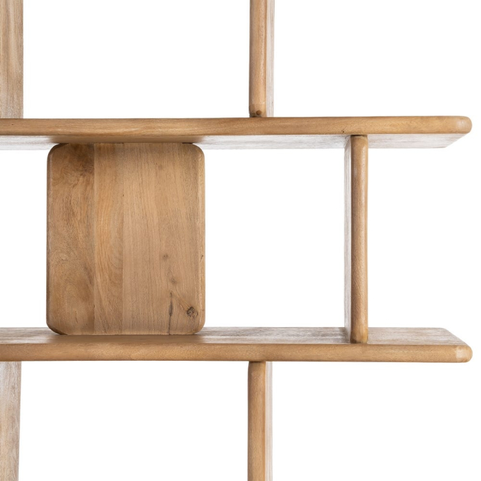 Bibliotecă din lemn de mango cu polițe deschise și design japandi [7]