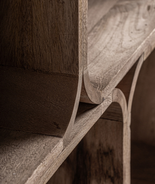 Bibliotecă GRID din lemn de mango maro [2]