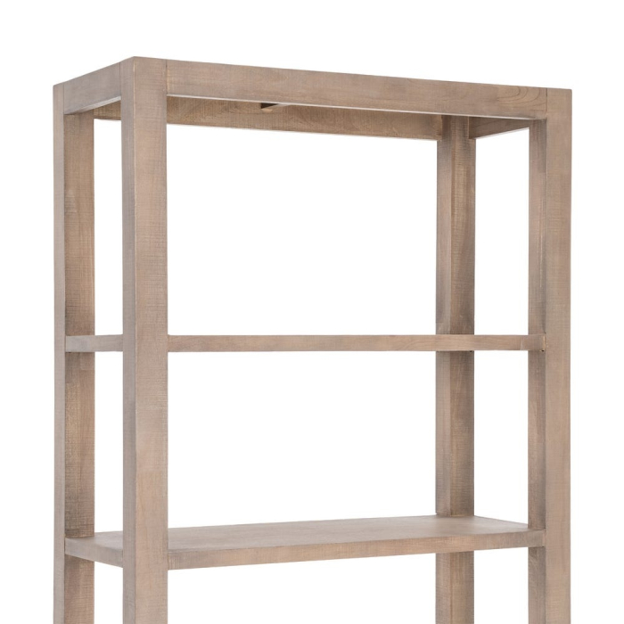 Bibliotecă din lemn de pin cu aspect natural cu patru polite deschise si sertar inferior [6]