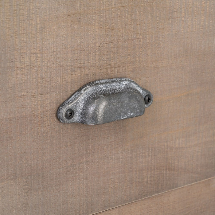 Bibliotecă din lemn de pin cu aspect natural cu patru polite deschise si sertar inferior [11]