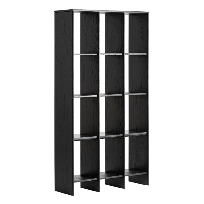 Bibliotecă din lemn de stejar negru și marmură neagră Nara [2]