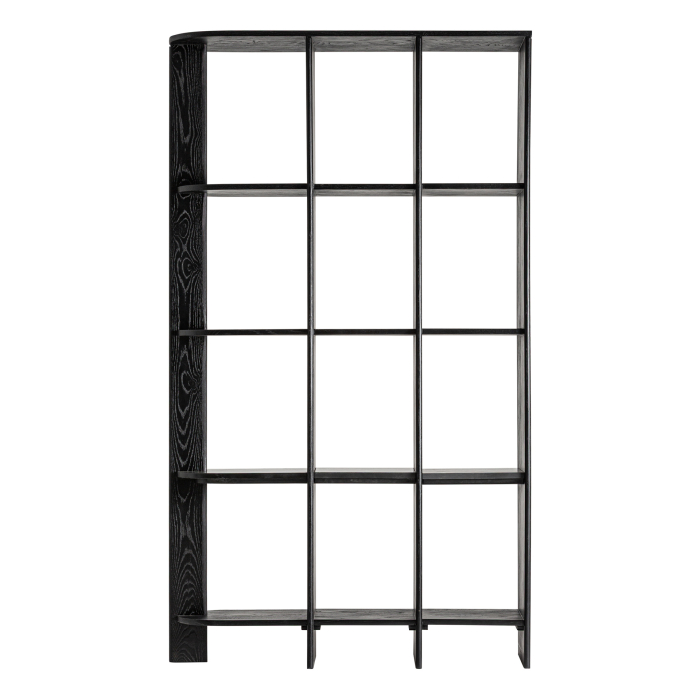 Bibliotecă din lemn de stejar negru și marmură neagră Nara [2]