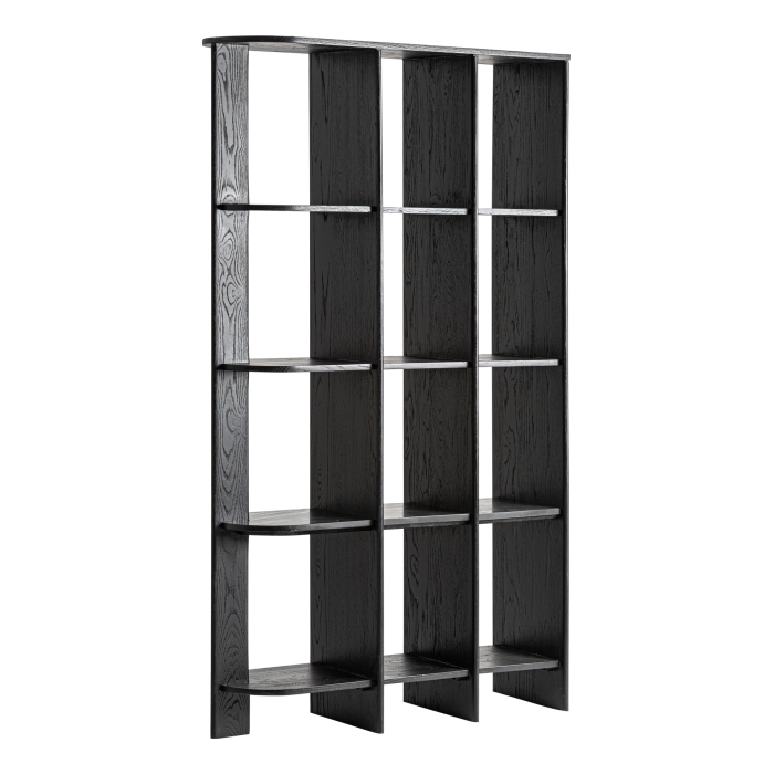 Bibliotecă din lemn de stejar negru și marmură neagră Nara [3]