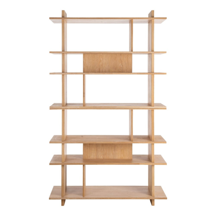 Bibliotecă din lemn natur de cauciuc cu rafturi deschise – imagine principală [3]