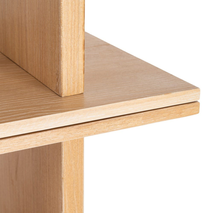 Bibliotecă din lemn natur de cauciuc cu rafturi deschise – imagine principală [6]