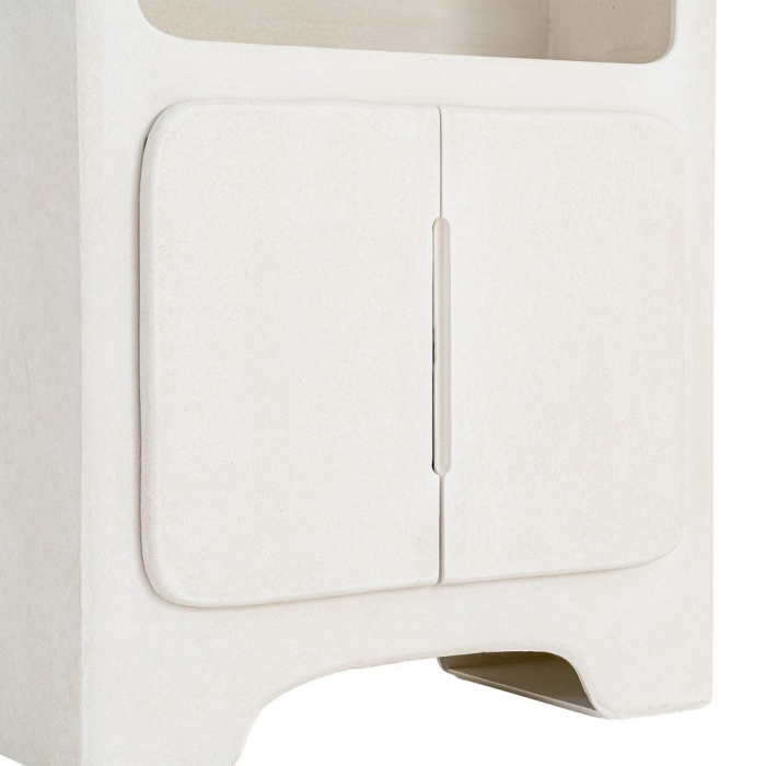 Bibliotecă din MDF alb cu rafturi deschise și compartiment închis [6]