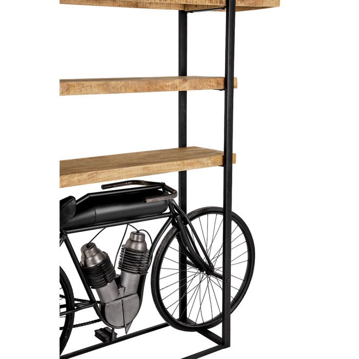 Bibliotecă din metal și lemn de mango în formă de motocicletă [5]
