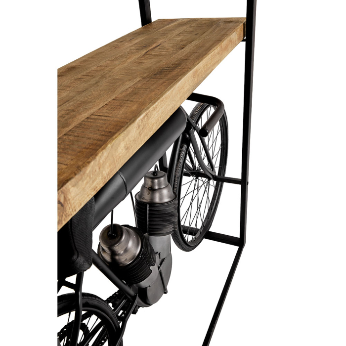 Bibliotecă din metal și lemn de mango în formă de motocicletă [4]
