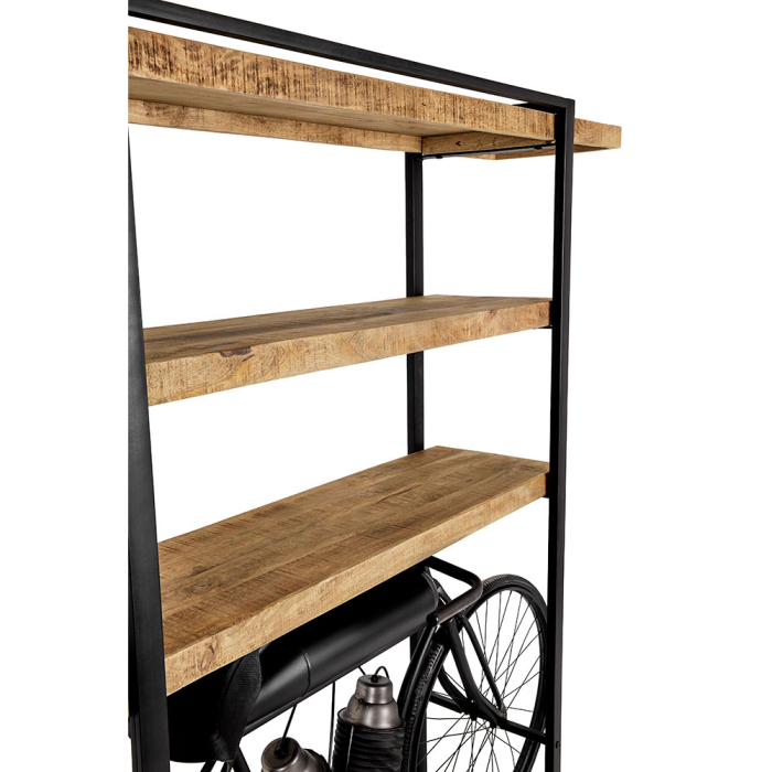 Bibliotecă din metal și lemn de mango în formă de motocicletă [3]