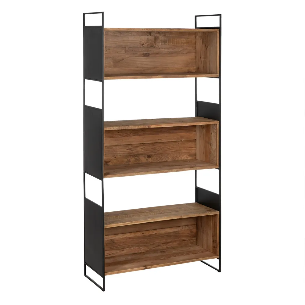 Biblioteca industriala lemn reciclat | Rafturi moderne [2]