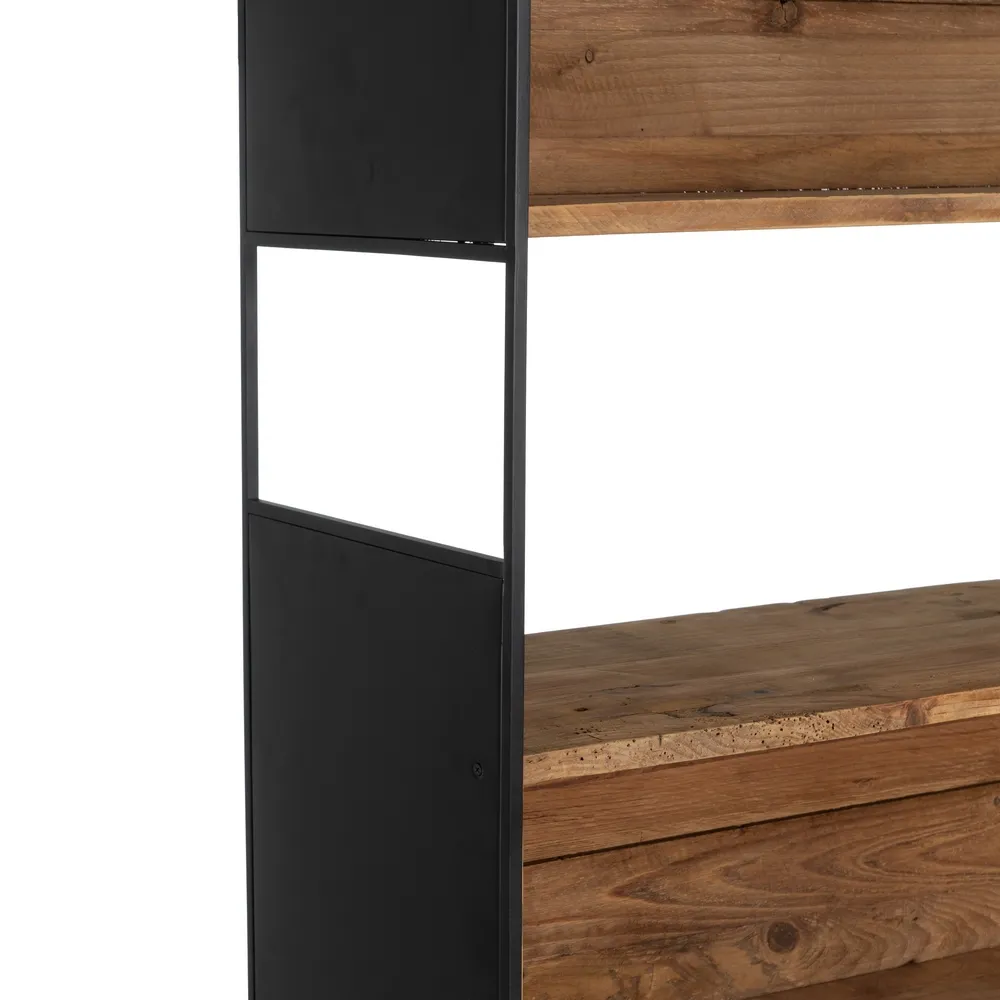 Biblioteca industriala lemn reciclat | Rafturi moderne [6]