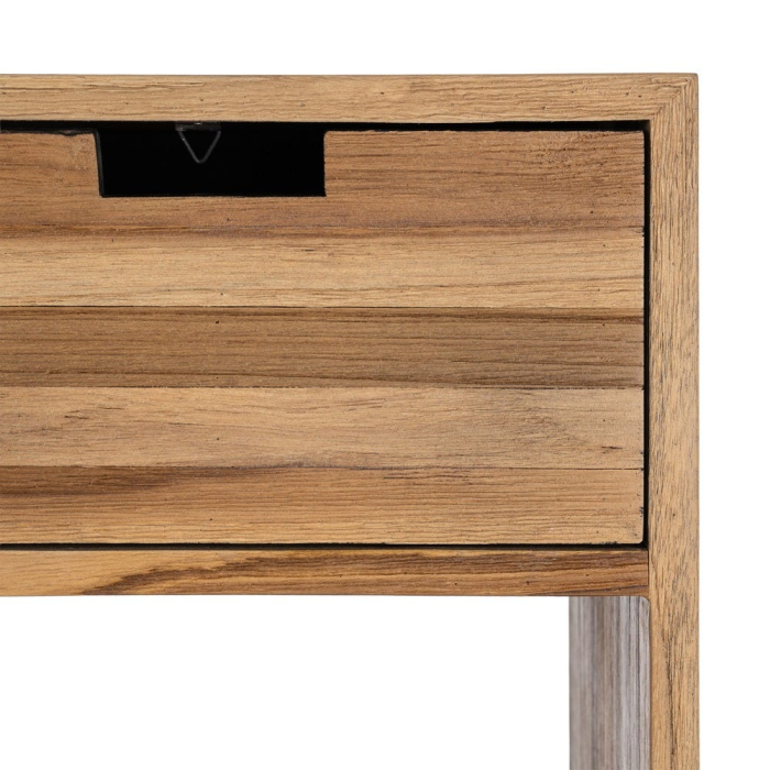 Bibliotecă joasă din lemn reciclat de tec maro cu 3 sertare si 9 compartimente 96x30x98 cm [9]