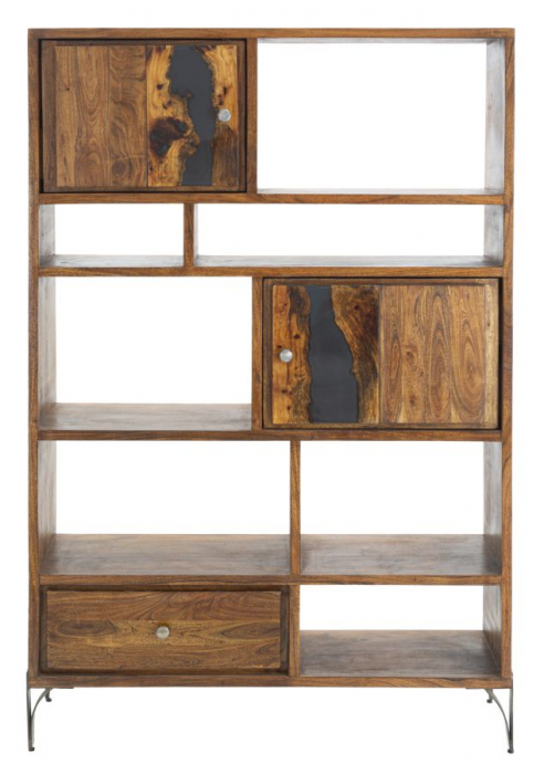Bibliotecă lemn masiv stil industrial CreativDeco [3]