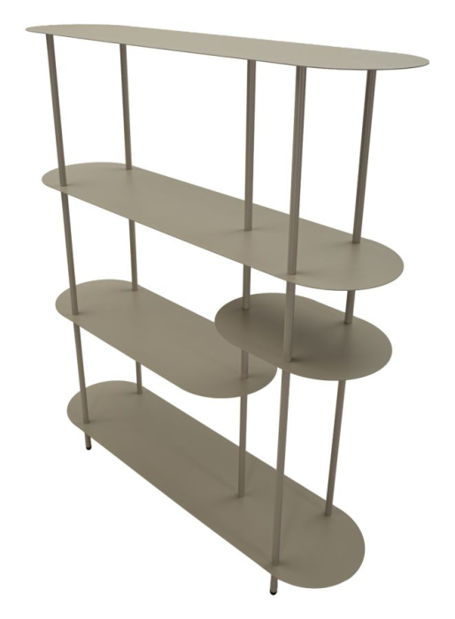 Bibliotecă metalică modernă cu polițe ovale finisaj gri taupe [4]