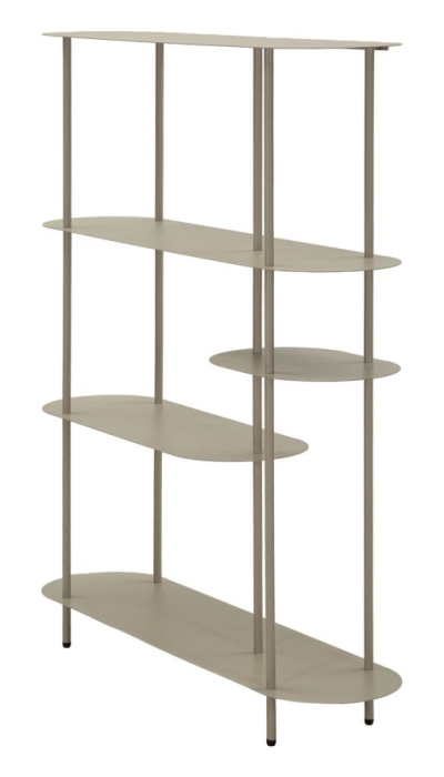 Bibliotecă metalică modernă cu polițe ovale finisaj gri taupe [3]