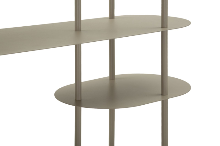 Bibliotecă metalică modernă cu polițe ovale finisaj gri taupe [5]