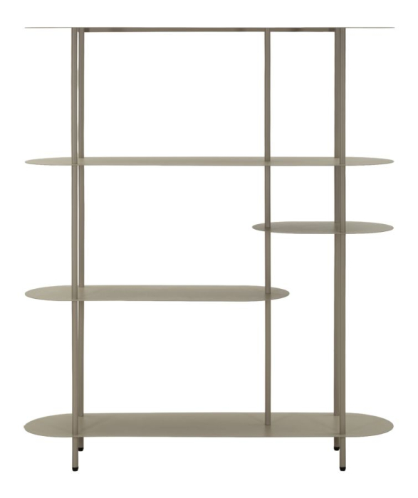 Bibliotecă metalică modernă cu polițe ovale finisaj gri taupe [2]