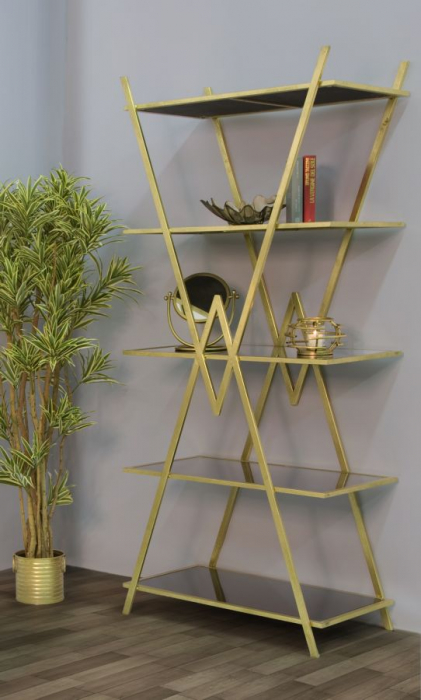Biblioteca aurie 5 rafturi | Mobilier elegant | CreativDeco [2]