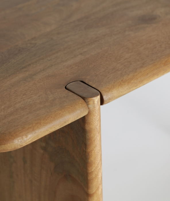 Birou din lemn de mango maro deschis – birou nordic din lemn natural pentru home office [2]