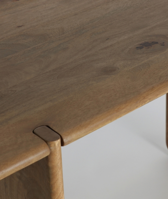 Birou din lemn de mango maro deschis – birou nordic din lemn natural pentru home office [4]