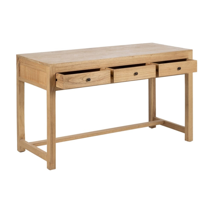 Birou din lemn de mindi cu 3 sertare fronturi teșite și cadru suplu cu traversă joasă [3]